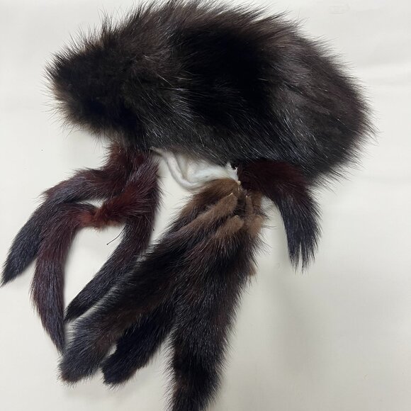 Vintage Mink Fur Hat with Tails-Brown-Real Fur–Repair Display Cosplay Halloween main image 7